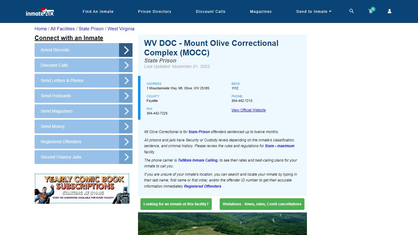 WV DOC - Mount Olive Correctional Complex (MOCC) - InmateAid
